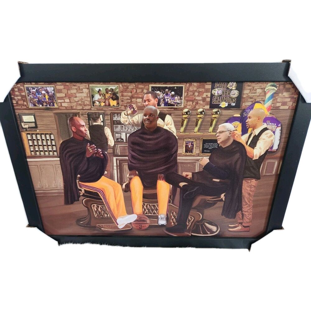 NIB Los Angeles Lakers Wall Decor Kobe Bryant Shaq Basketball Team Portrait Art
